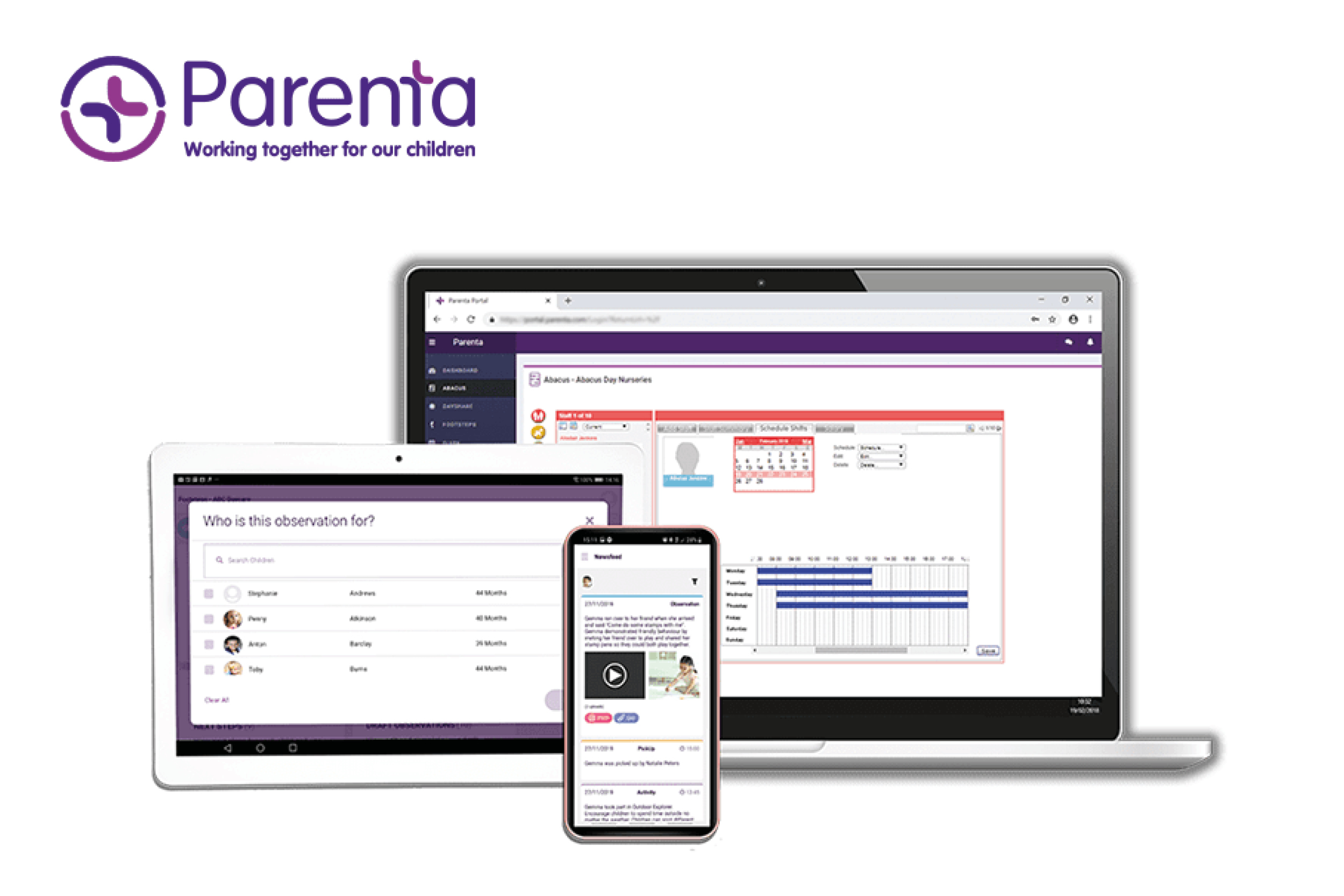 Our Day Nursery management team uses the Parenta app